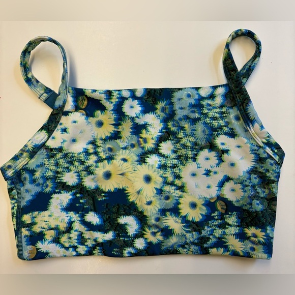 Aerie sports bra crop top stretchy trippy floral women's top size XS - Picture 2 of 7